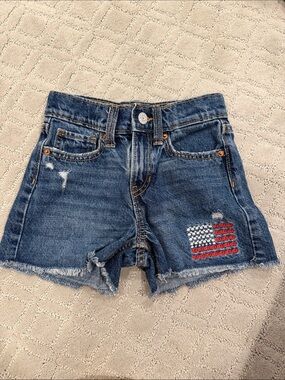 Old Navy Dark Blue Denim Shorts with Flag Patch